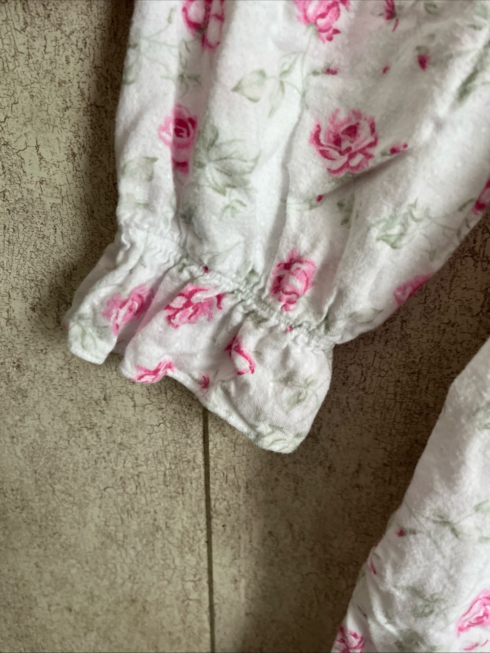 Eileen West Flannel Cotton Nightgown White Pink Roses Floral Lace Trim Cottage M - Picture 4 of 8